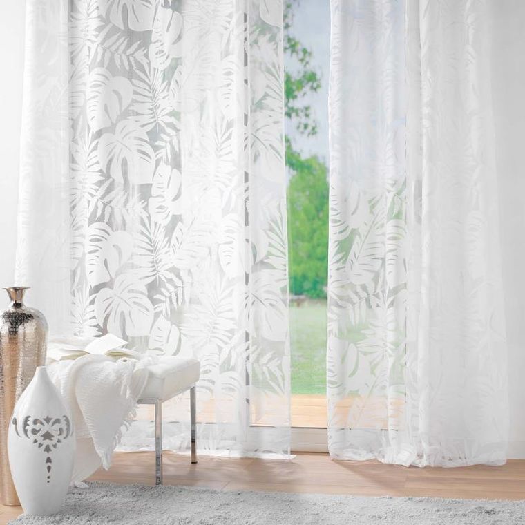 Douceur D'intérieur, firana z roślinnym wzorem, Magnolia, 140-240 cm