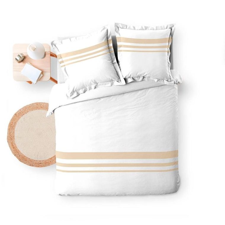 Douceur d'intérieur, komplet pościeli z ozdobnymi paskami, Margaux, 240-220 cm
