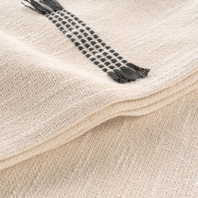 Douceur d'intérieur, narzuta bawełniana, Juline z frędzlami, 125-150 cm