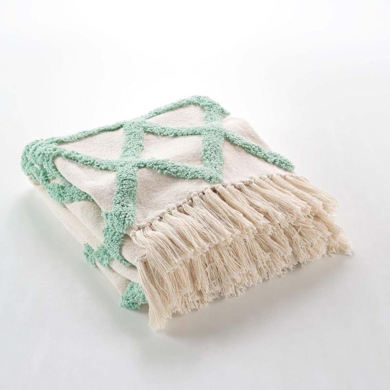 Douceur d'intérieur, narzuta z pikowanym wzorem i frędzlami, Athena, 125-150 cm