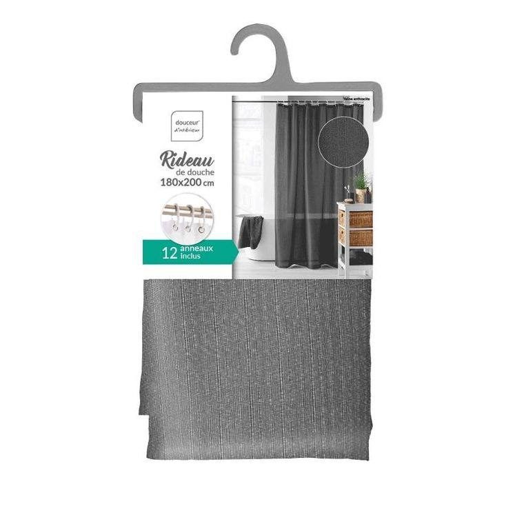 Douceur d'intérieur, poliestrowa zasłona prysznicowa, Yaline, 180-200 cm