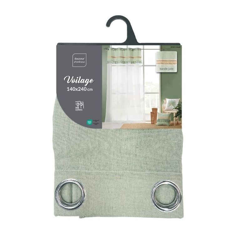 Douceur d'intérieur, zasłona na przelotkach z jutowym dekorem i frędzlami, Janara, 140-240 cm