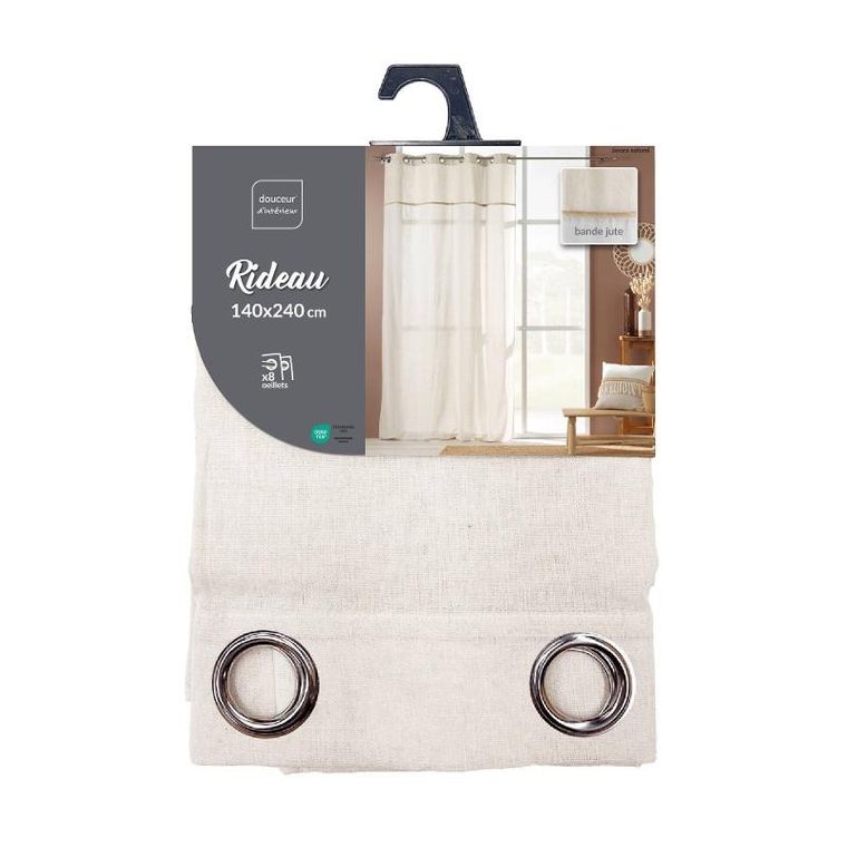 Douceur d'intérieur, zasłona na przelotkach z jutowym dekorem, Janara, 140-240 cm