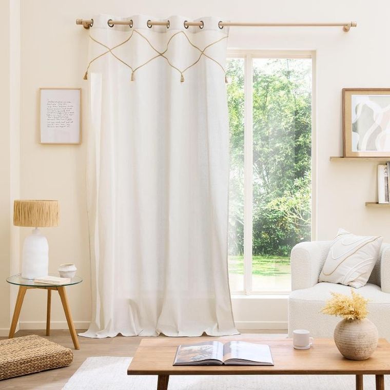 Douceur d'intérieur, zasłona okienna z jutowym dekorem, 140-240 cm, Lacia