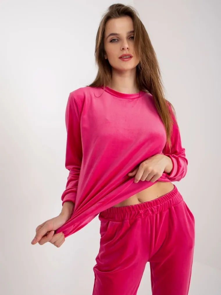 Dres damski, welurowy, różowy, Rue Paris