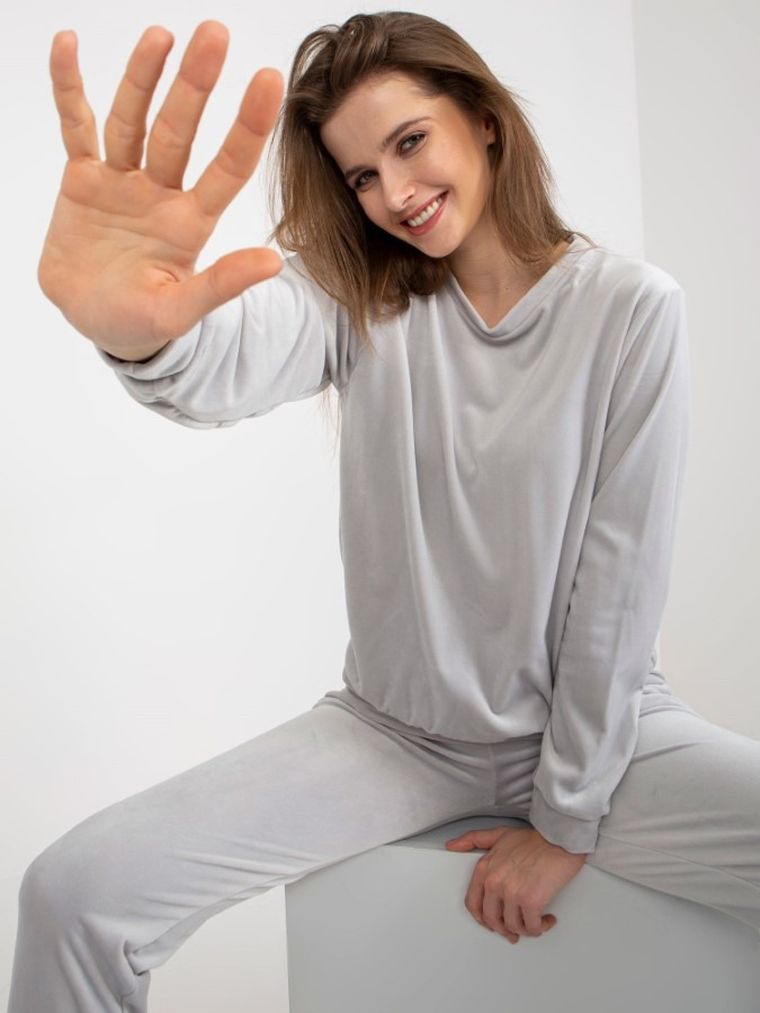 Dres damski, welurowy, szary, Rue Paris