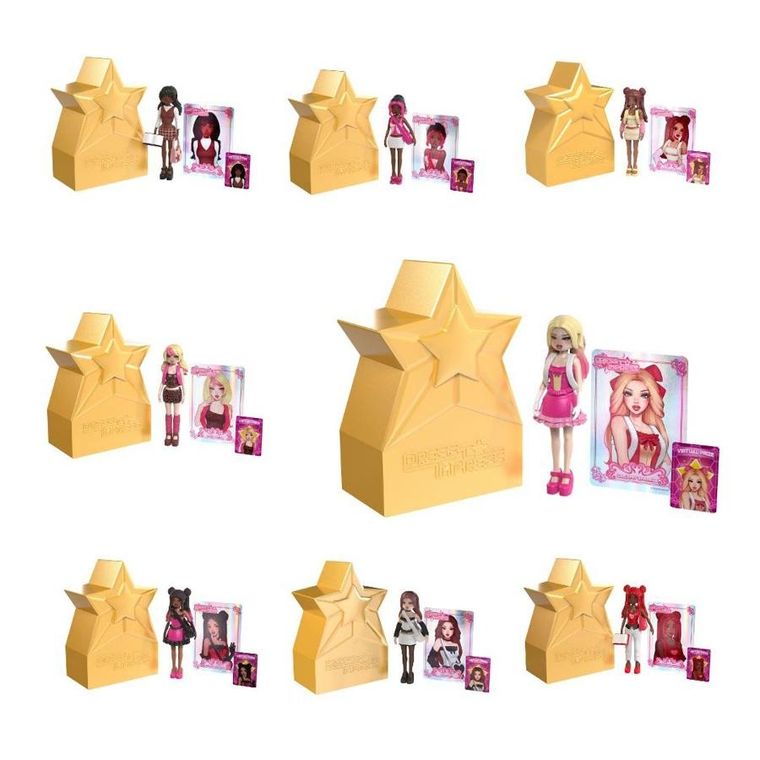 Dress To Impress, Mystery Models, mini lalka z kodem do gry, złote, 1 szt
