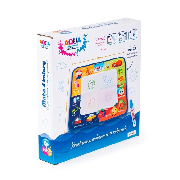 Dumel Aqua, Aqua, mata do malowania wodą, 4 kolory, 52-52 cm