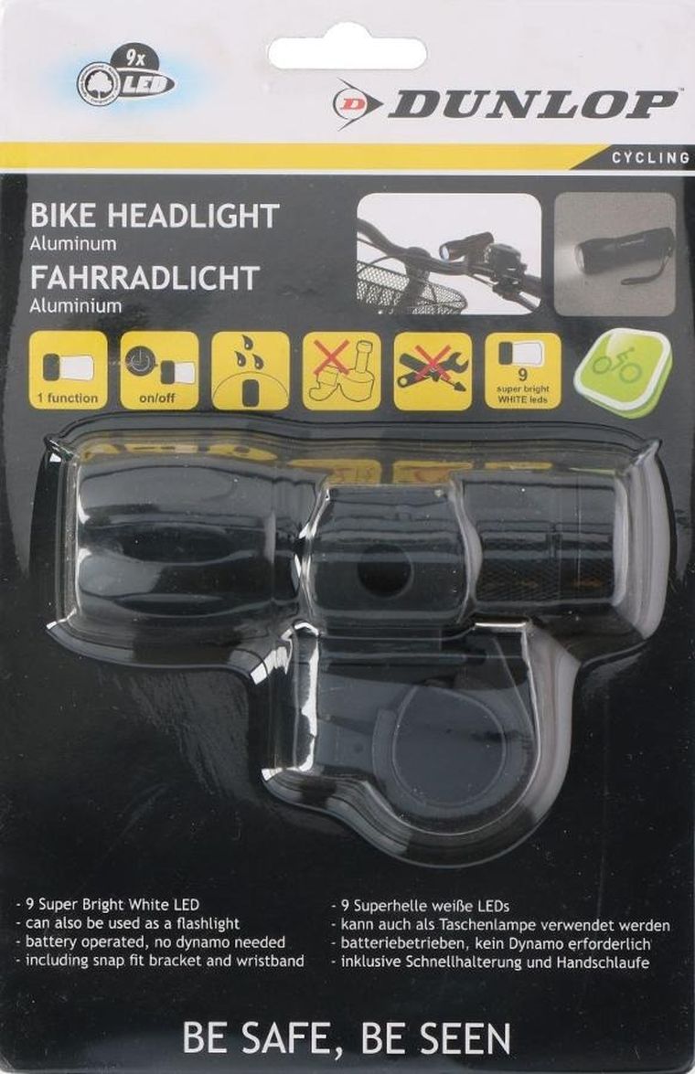 Dunlop, lampka rowerowa 2w1, na przód, 9 LED