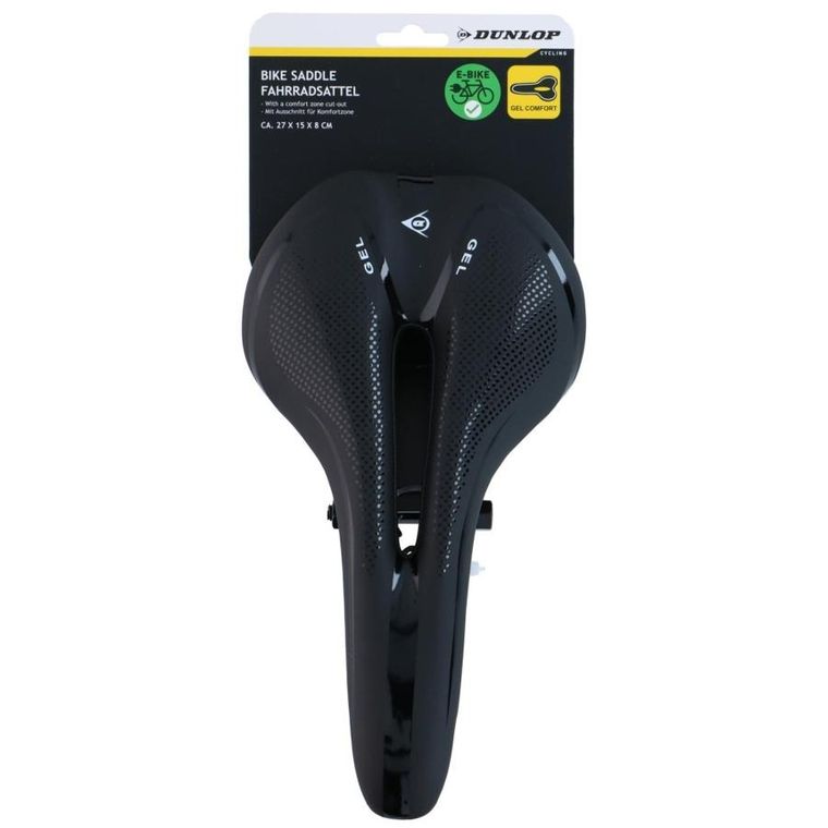 Dunlop, siodełko rowerowe, żelowe, czarne, 15,4-27 cm