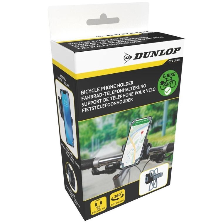 Dunlop, uchwyt rowerowy na telefon, 360 stopni, szary