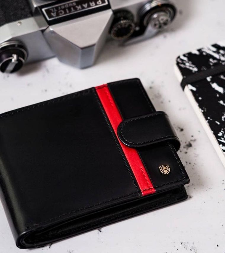 Duży, skórzany portfel męski na zatrzask, Rovicky