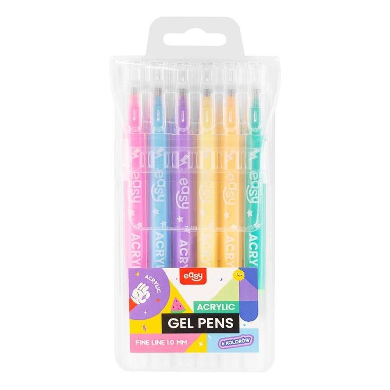 Easy, długopis żelowy, akrylowy, 6 kolorów