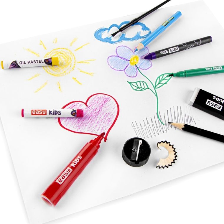Easy, zestaw artystyczny, flamastry, kredki, farby, akcesoria, 208 elementów