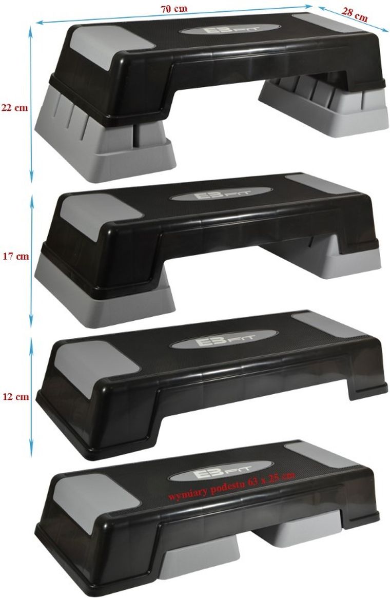 Eb Fit, step do aerobicu, 3-stopniowa regulacja, 70-28 cm