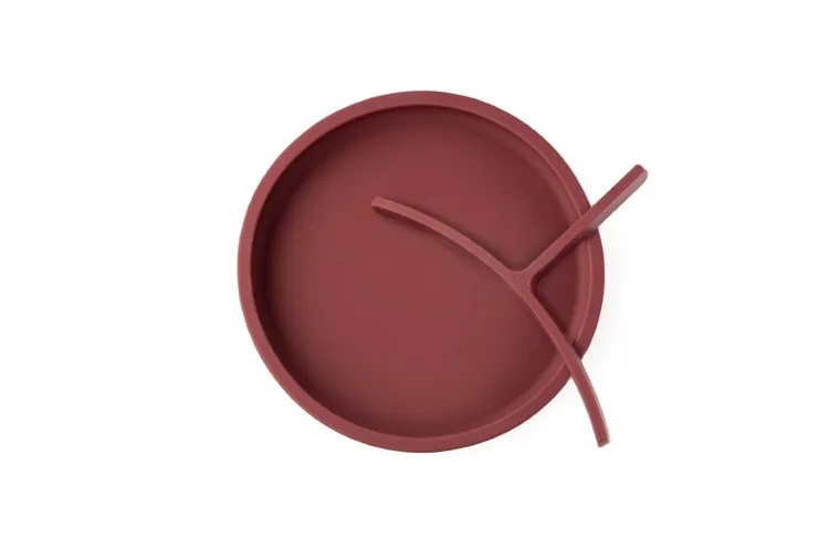 Ecorascals, silikonowy talerzyk, 2w1, burgund