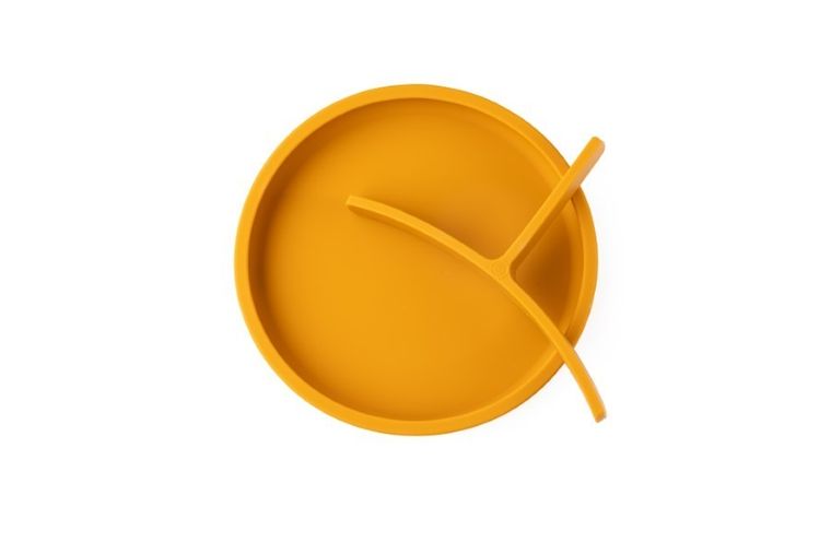 Ecorascals, silikonowy talerzyk, 2w1, mustard