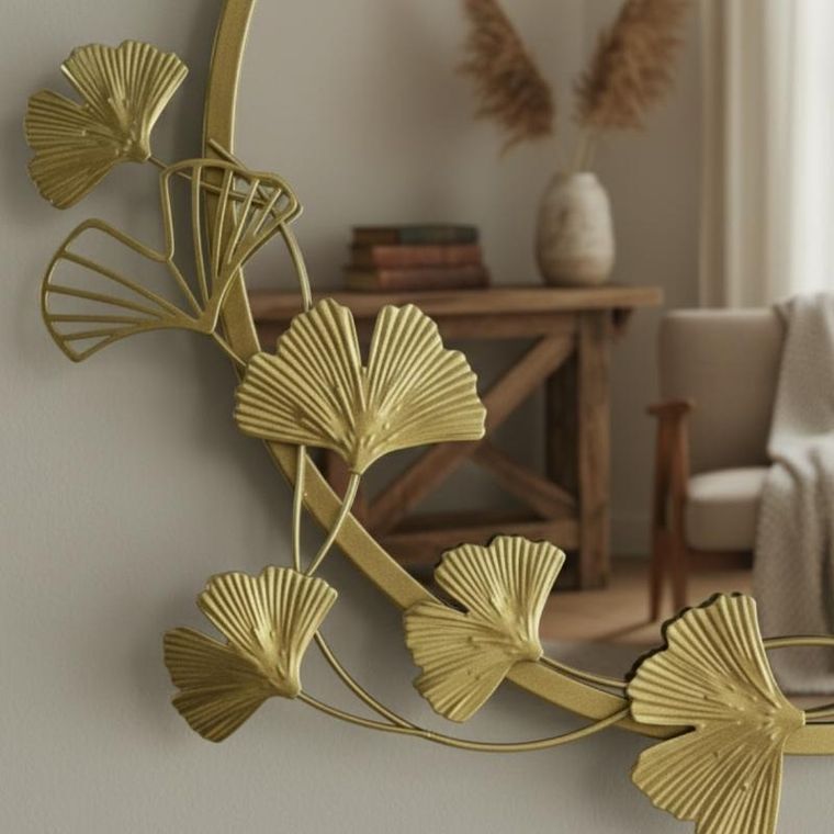 Edaxo, Sol, lustro ścienne z ozdobną ramą, okrągłe, 50 cm