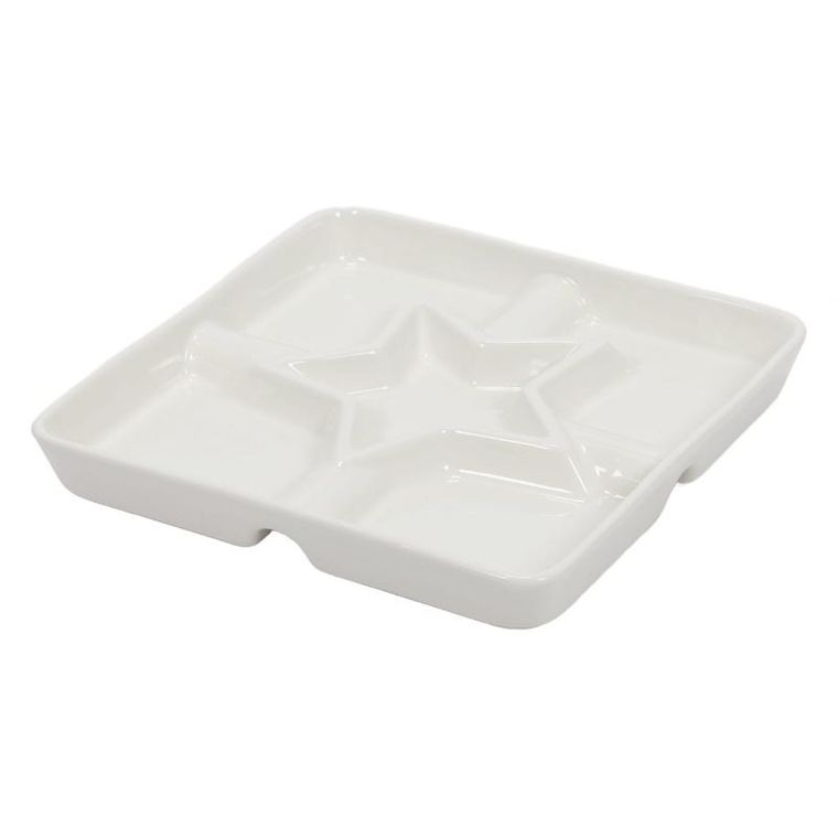 Eh Excellent Houseware, półmisek do przekąsek z przegródkami, 22-22 cm