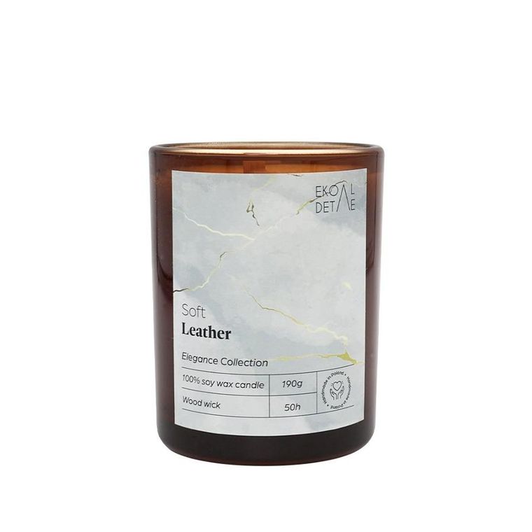 EkoDetale, Elegance, świeca sojowa w szkle, Soft Leather, 190g