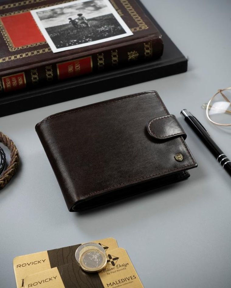 Elegancki portfel męski z membraną antyskimmingową, Rovicky