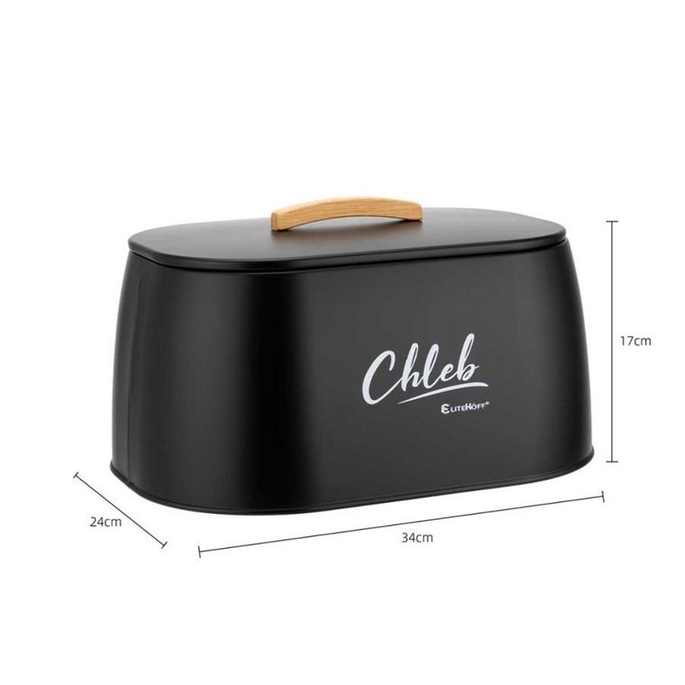 Elitehoff, chlebak, pojemnik stalowy na pieczywo, czarny, e-6324