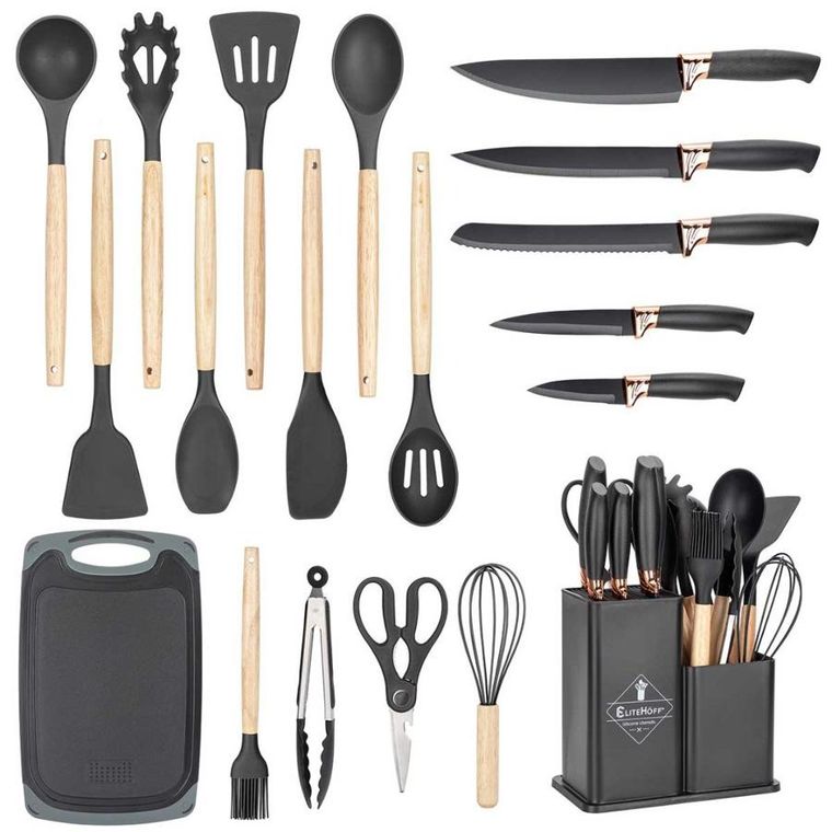 Elitehoff, zestaw noży i przyborów kuchennych w stojaku, 19 elementów