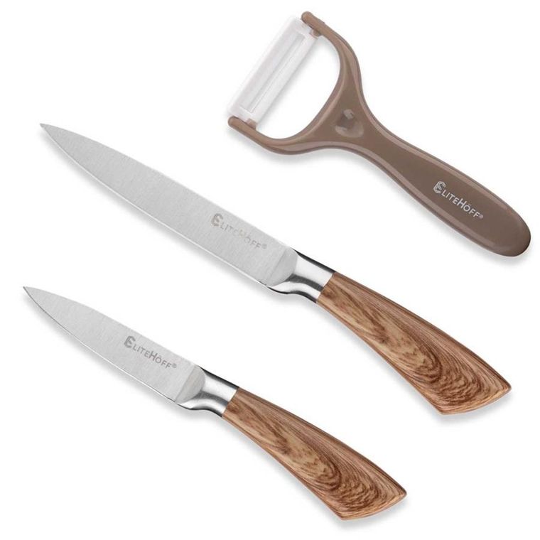 Elitehoff, zestaw noży kuchennych w stojaku z ostrzałką i nożycami, 9 elementów