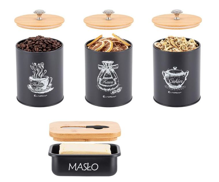 Elitehoff, zestaw pojemników kuchennych i maselniczka, 3 szt., E-6057