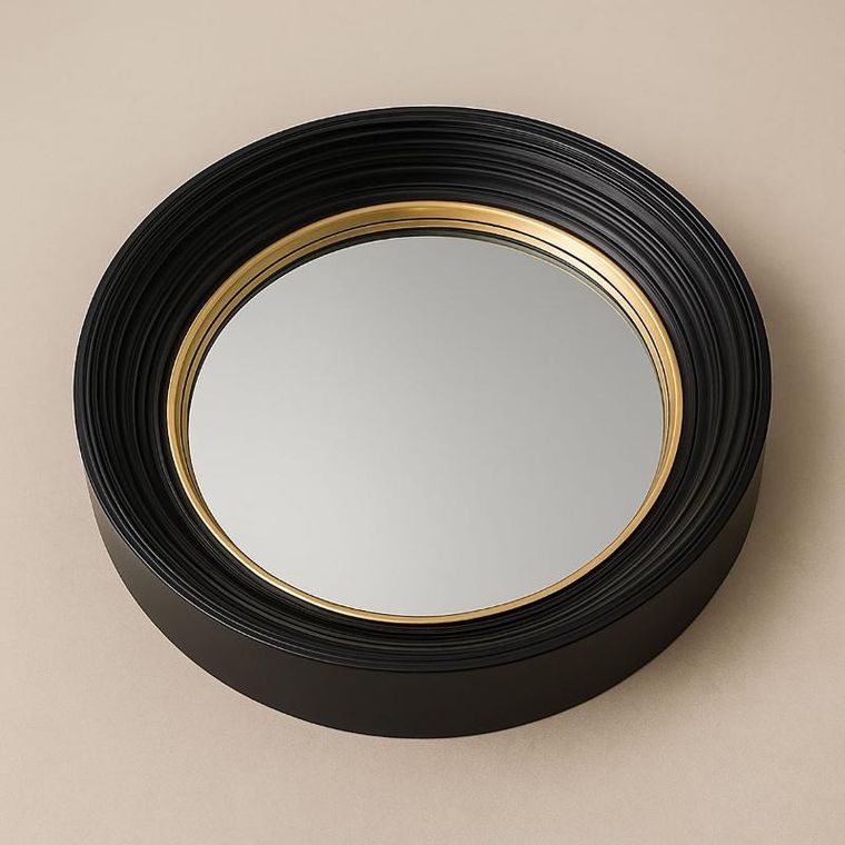 Emako, Dem, okrągłe lustro w czarnej ramie, 40,5 cm