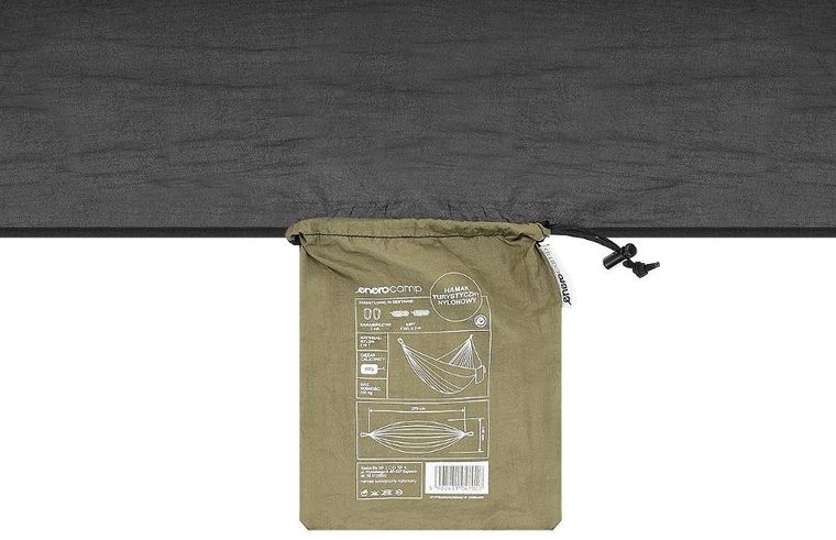 Enero, Camp, hamak turystyczny, 2 osobowy, zielono-czarny, 270-140 cm