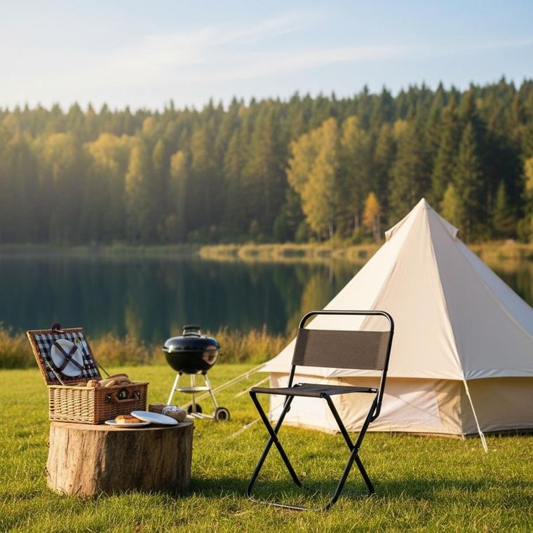 Enero Camp, krzesło turystyczne, składane, czarne, 35-37-58 cm