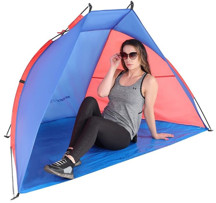 Enero camp, namiot, osłona plażowa sun, niebiesko-czerwona, 200-100-105 cm