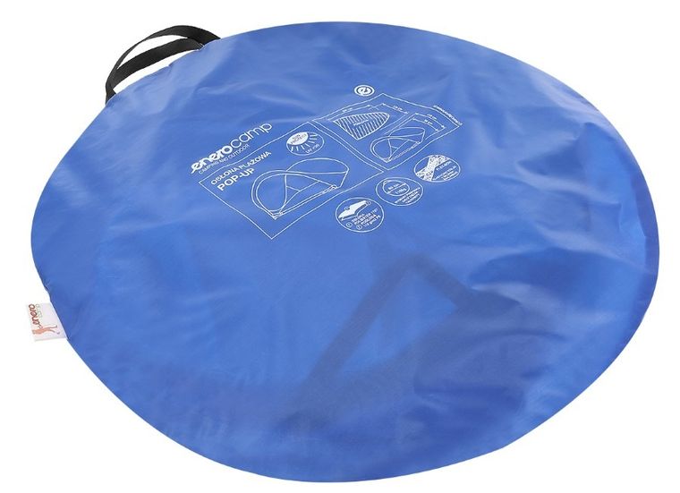 Enero Camp, namiot parawan plażowy samorozkładający zamykany, niebiesko-granatowy, 200-120-110/90 cm