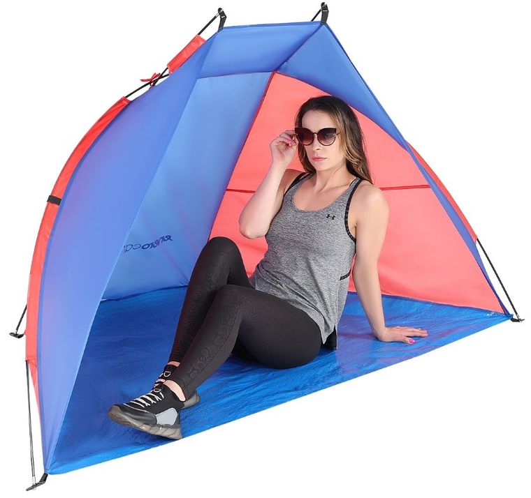 Enero Camp, namiot plażowy Sun, osłona, niebiesko-czerwony, 200-120-120 cm