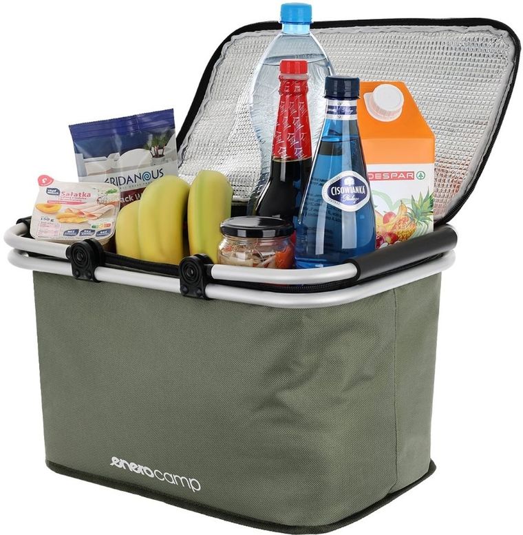 Enero Camp, składany koszyk turystyczny termiczny, zielony, 24l