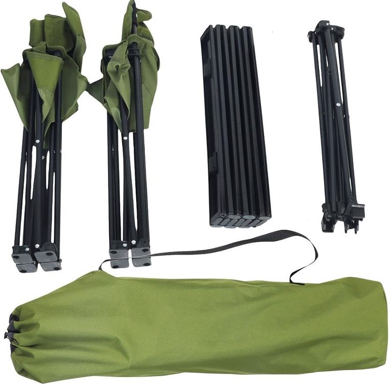 Enero Camp, zestaw turystyczny, składany, 3w1, stolik i 2 krzesła, zielony