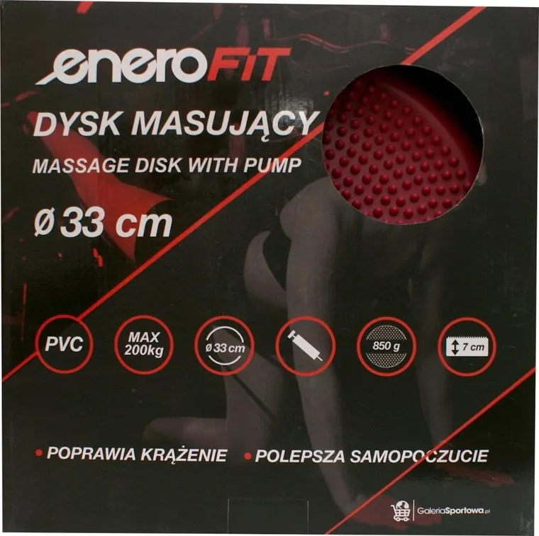 Enero fit, dysk poduszka sensomotoryczna z pompką, 33 cm, różowy