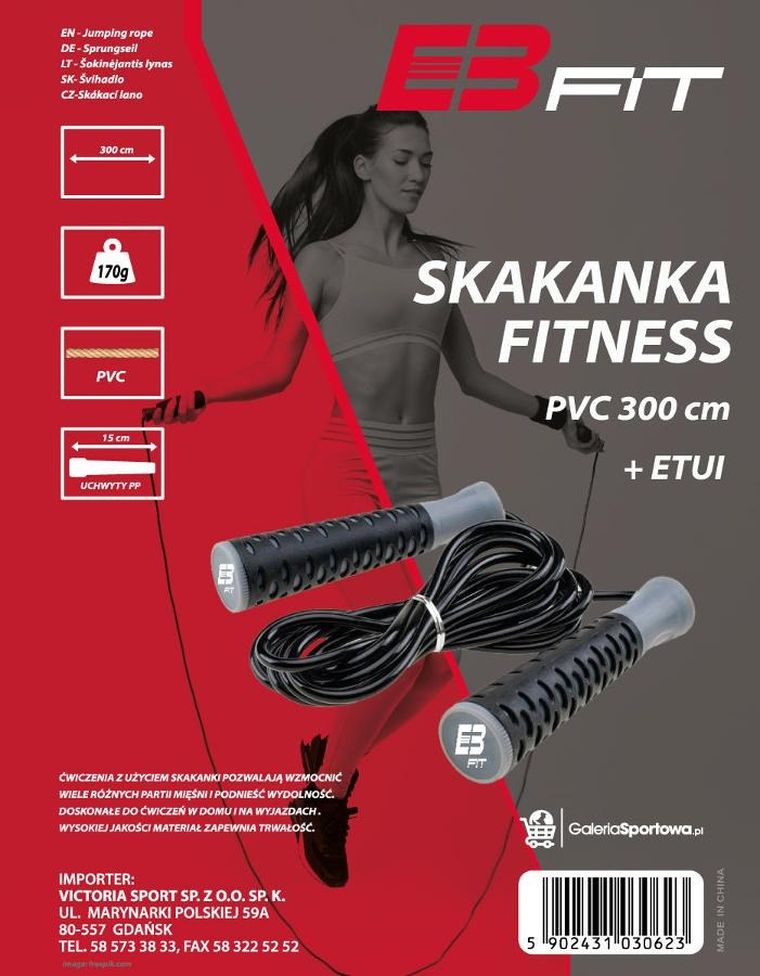 Enero Fit, Fitness PVC, skakanka, czarna, 300