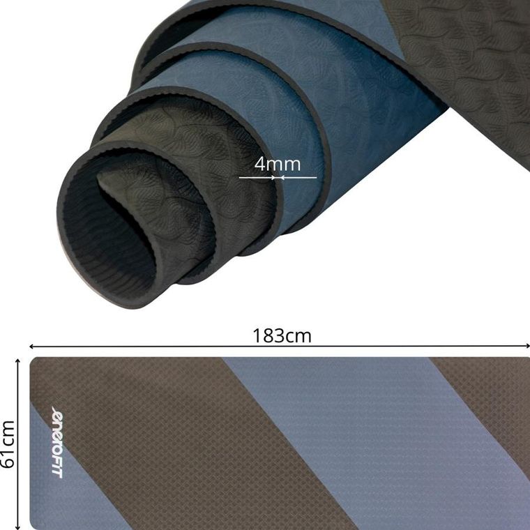 Enero Fit, mata do jogi i fitness, tpe antypoślizgowa, czarno-niebieska