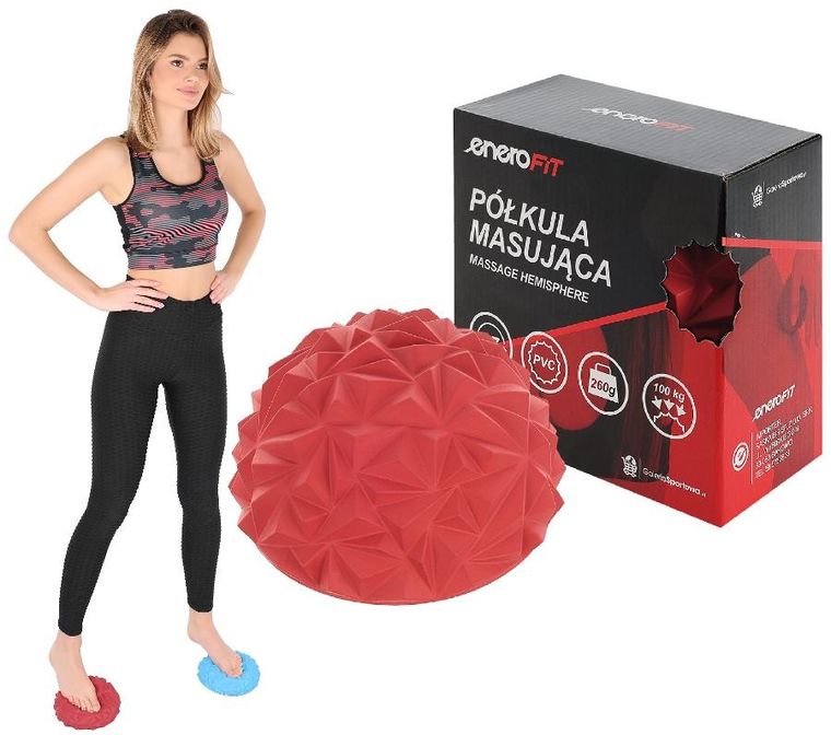 Enero Fit, półkula sensoryczna do masażu, diament, bordowa