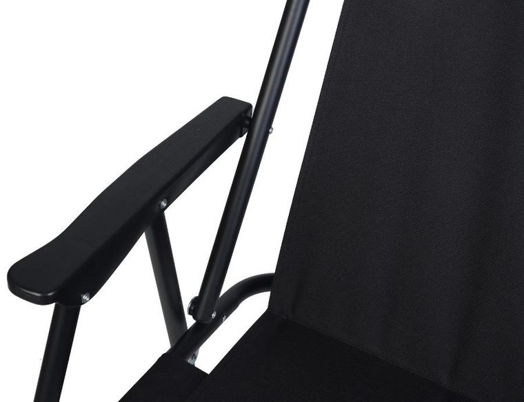 Enero, krzesło turystyczne z podłokietnikami, składane, czarne, 52-44-75 cm