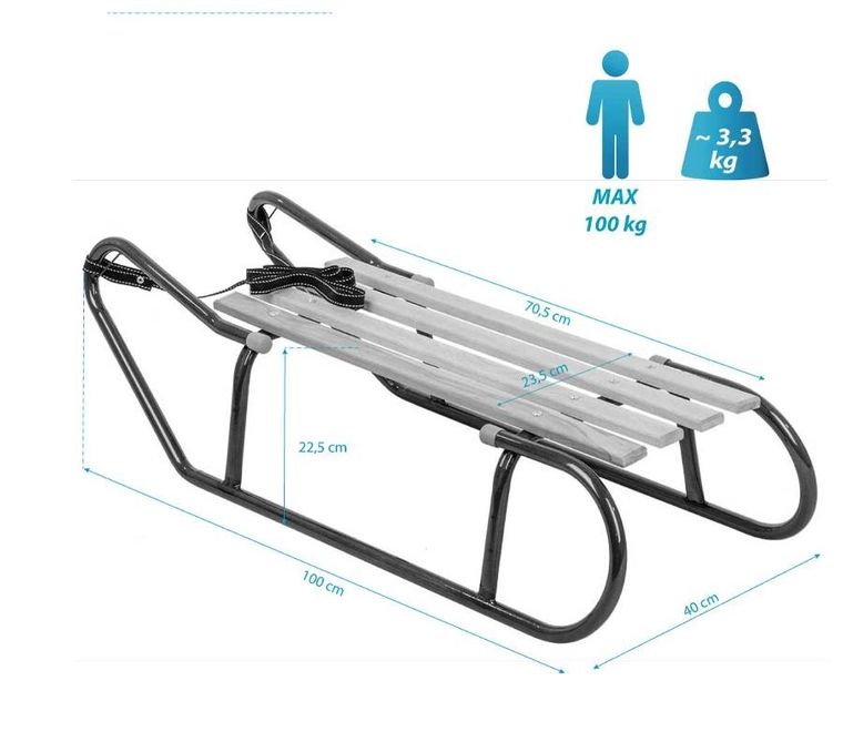 Enero, metalowe sanki kuligowe, dwuosobowe, czerwone