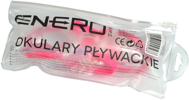 Enero, okularki pływackie z zatyczkami, różowe