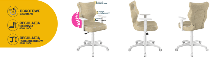 Entelo, Duo, krzesło biurowe z podłokietnikami, wzrost 159-188 cm, beżowe