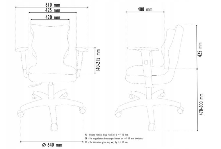 Entelo, Duo, krzesło biurowe z podłokietnikami, wzrost 159-188 cm, ciemny szary