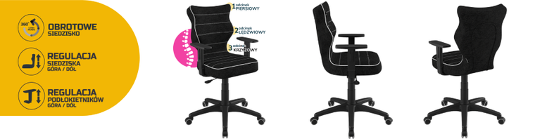 Entelo, Duo, krzesło biurowe z podłokietnikami, wzrost 159-188 cm, czarne