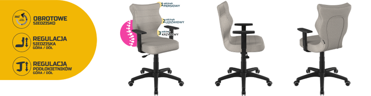 Entelo, Duo, krzesło biurowe z podłokietnikami, wzrost 159-188 cm, szare