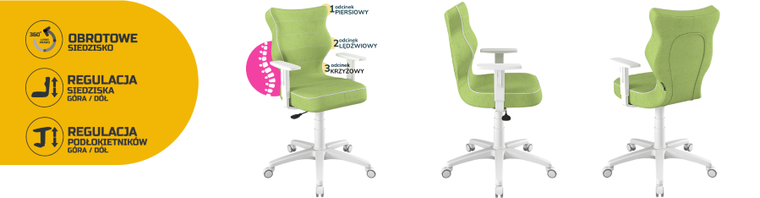 Entelo, Duo, krzesło biurowe z podłokietnikami, wzrost 159-188 cm, zielone