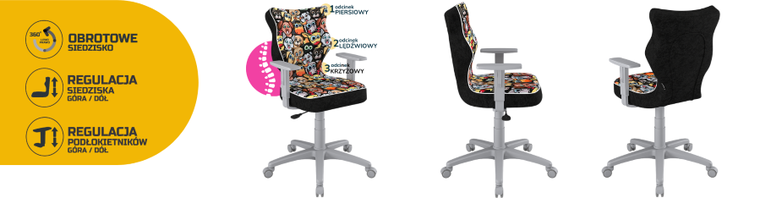 Entelo, Duo, krzesło biurowe z podłokietnikami, wzrost 159-188 cm, zwierzaki